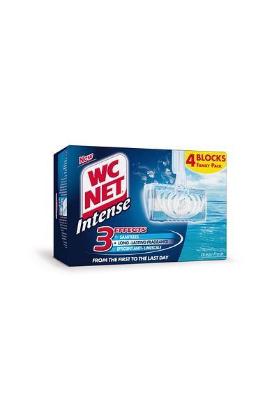WC NET مكعبات حافة صلبة مكثفة برائحة المحيط المنعش 4 قطع