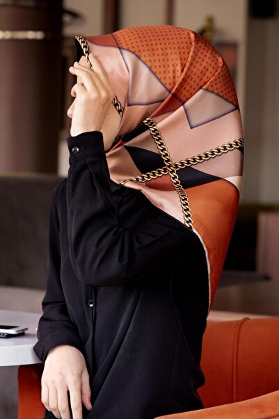 Vissona Eșarfă de mătase de damă, bej, cafeniu