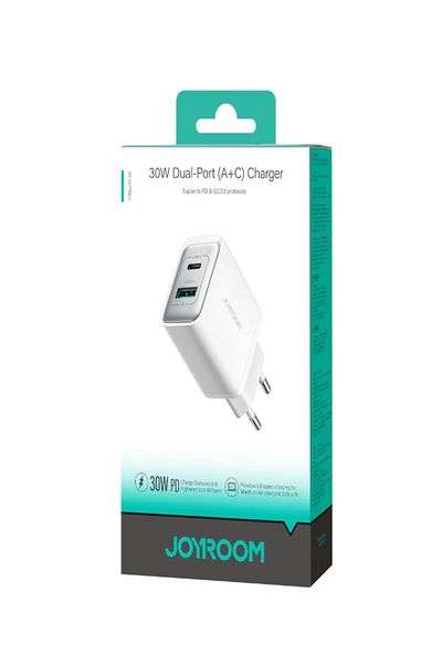 Joyroom Joyroom JR-TCF15 30W Dual-Port Charger (USB-C & USB-A) – White WHITE