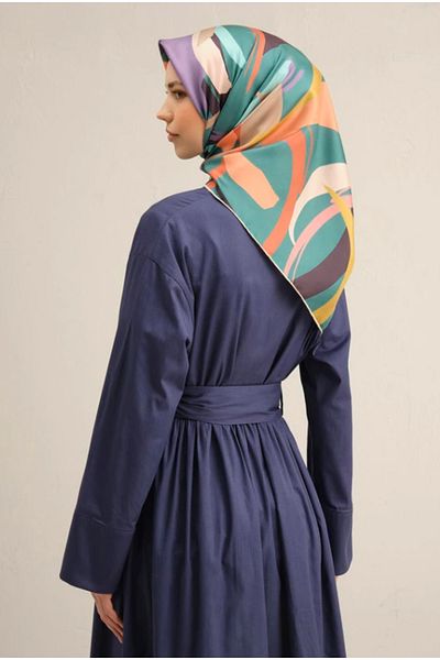 Armine Tivil Silk Scarf 9328-37 Green Mixed Pattern