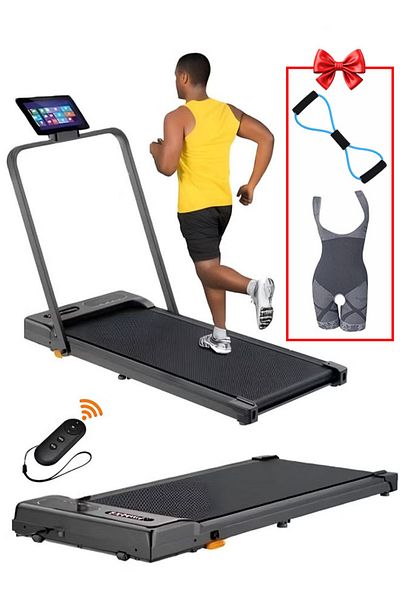 Fitness World جهاز جري هيدروليكي سعة 90 كجم، 1.75 حصان، 2 في 1، قابل للطي، مستويين، ميل يدوي، مع جهاز تحكم عن بعد