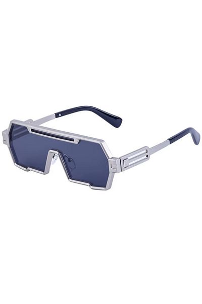 REDz Accessories Metal Punk Sunglasses, Retro, UV400 Protection, Grey Lenses, Metal Arms, Silver