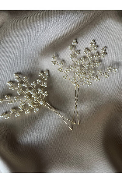 DOĞA ART STORE Διπλή φουρκέτα με πέρλες (χρυσή φουρκέτα και σύρμα)