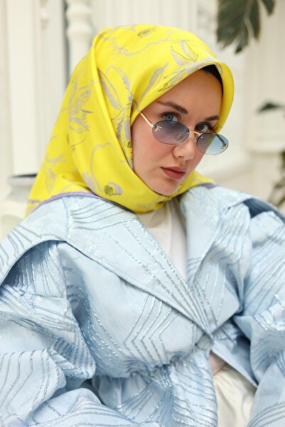 Silk Home Μεταξωτό μαντήλι με κίτρινο μοτίβο τιβιλ IST11433-34