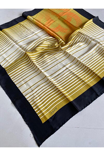 Aker Μεταξωτό κασκόλ Sura 44176 Μαύρο Μικτό σχέδιο