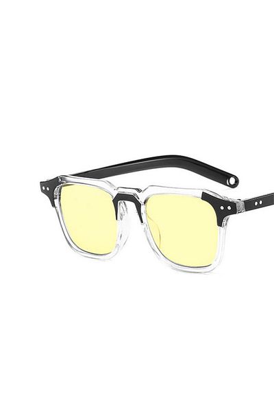 REDz Accessories Ochelari de soare, Equinox Retro, protecție UV400, ramă pătrată, galben-transparent