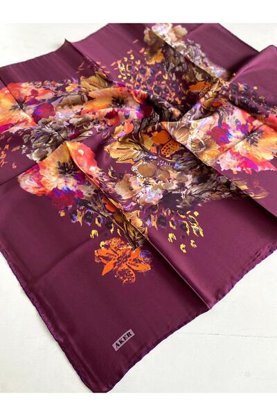 Aker Sura İpek Eşarp 44245 Mürdüm Karışık Desen