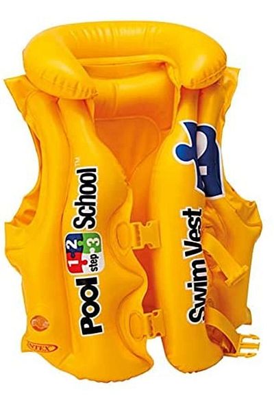Intex سترة سباحة فاخرة من Pool School للأعمار من 3 إلى 6 سنوات (58660) قطعة واحدة بألوان متنوعة