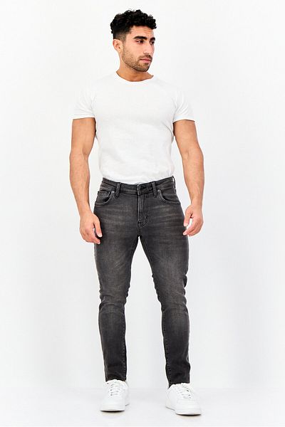 Riders by Lee Men Skinny Fit Plain Stretchable Washed Jeans, Dark Grey