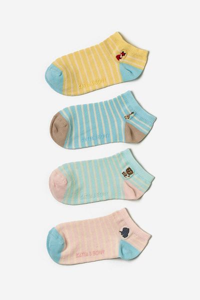 Katia&Bony Katiya&Bony Girl Animal Print 4-Pack Step Socks