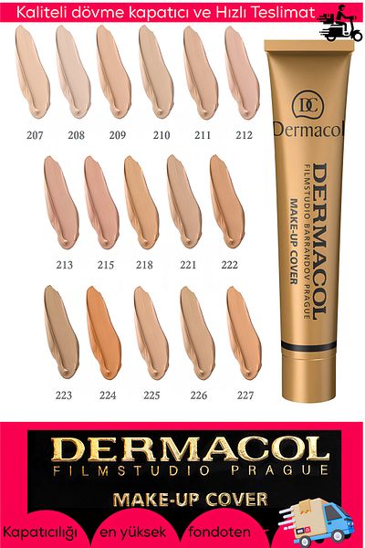 Dermacol كريم أساس لتغطية الغطاء-207 يدوم طويلاً، مقاوم للماء، كريم أساس سائل خافي العيوب بالكامل