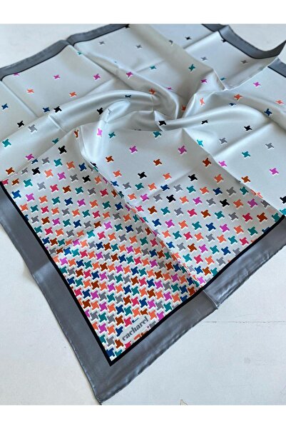 Cacharel Tivil Silk Scarf 45911 Gray Mixed Pattern