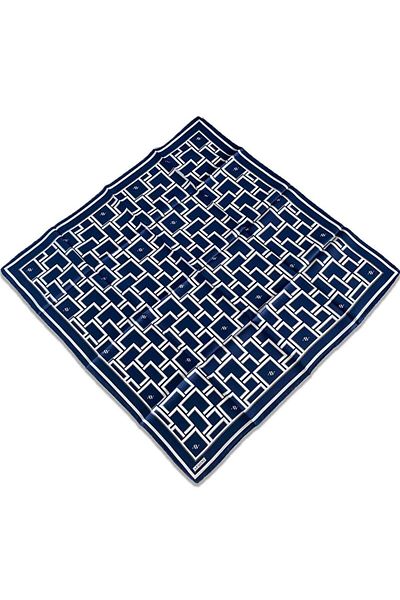 Armine Μπλε Navy Geometric Pattern Tivil Silk Φουλάρι 9132-88