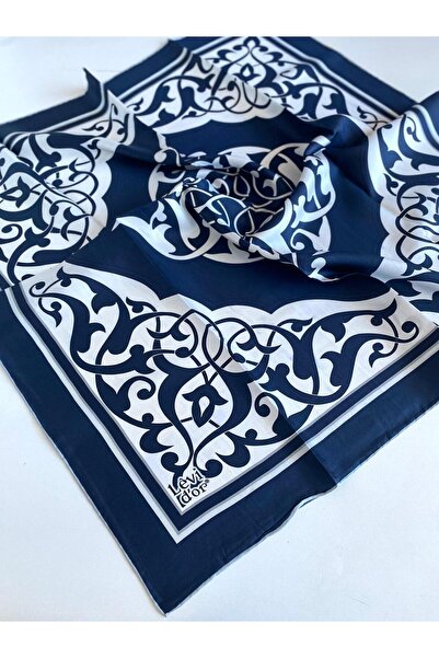 Levidor Tivil копринен шал 47075 тъмносин с разнообразни мотиви