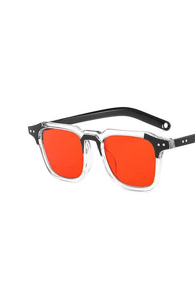 REDz Accessories Sunglasses, Equinox Retro, UV400 Protection, Square Frame, Red-Transparent