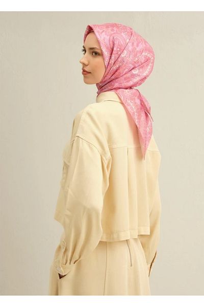 Armine Tivil Silk Scarf 9304-52 Pink Mixed Pattern