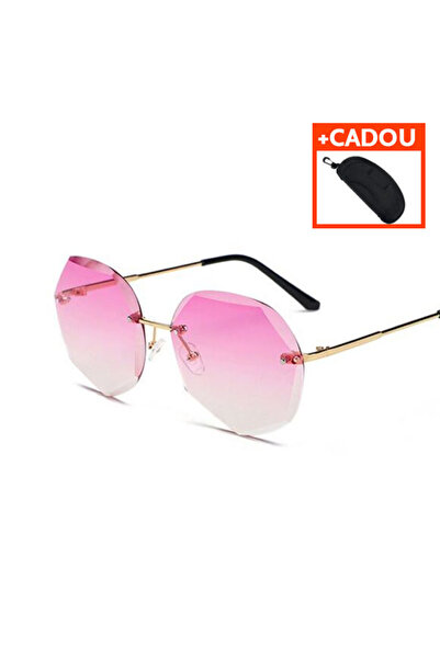 REDz Accessories Ochelari de soare cu lentile hexagonale pentru femei, protecție UV400, roz