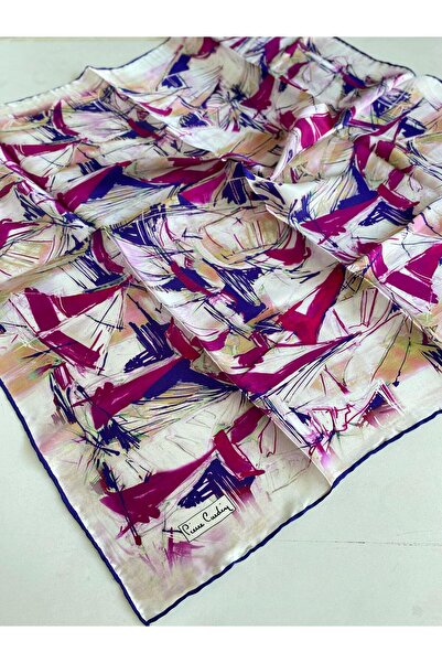 Pierre Cardin Sura Silk Scarf 44955 Morcive Blue Mixed Pattern