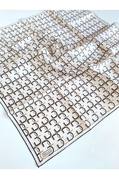 Belli Tivil Silk Scarf 4102-07 Cream Mixed Pattern