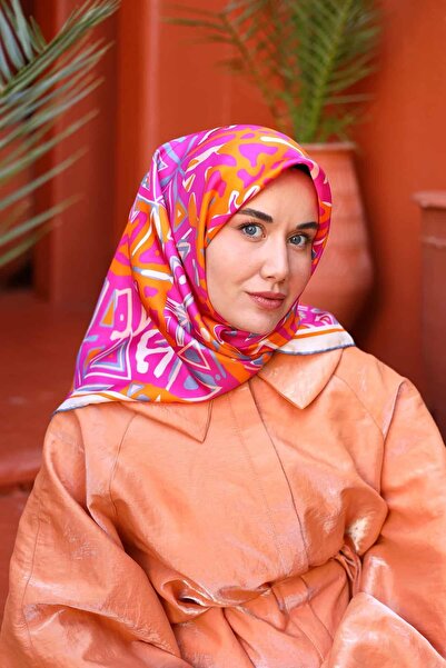 Silk Home Eșarfă de mătase Tivil IST 11427 - 24 Portocaliu strălucitor, Fucsi...