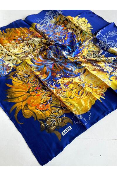 Aker Μεταξωτό κασκόλ Sura 44215 Μπλε ναυτικό μεικτό σχέδιο