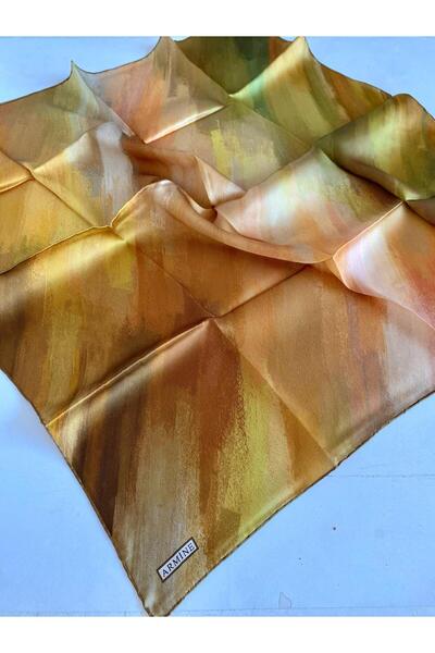 Armine Μεταξωτό φουλάρι Sura 9308-82 Μικτό σχέδιο μουσταρδί κίτρινο