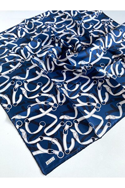 Belli Eșarfă de mătase Tivil 4125 - 09 Bleumarin cu model mixt