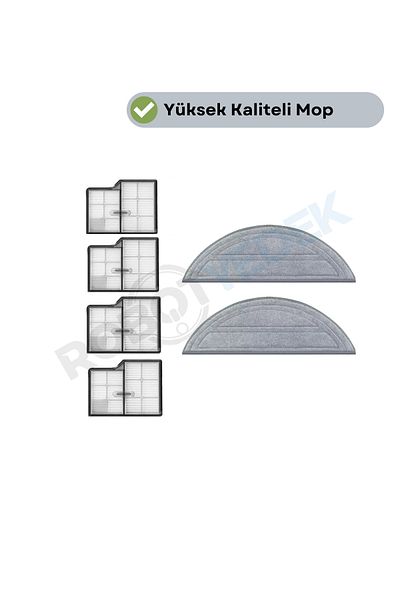 robotyedek Roborock Saros 10 Compatible Hepa Filter and Mop-6 Pieces