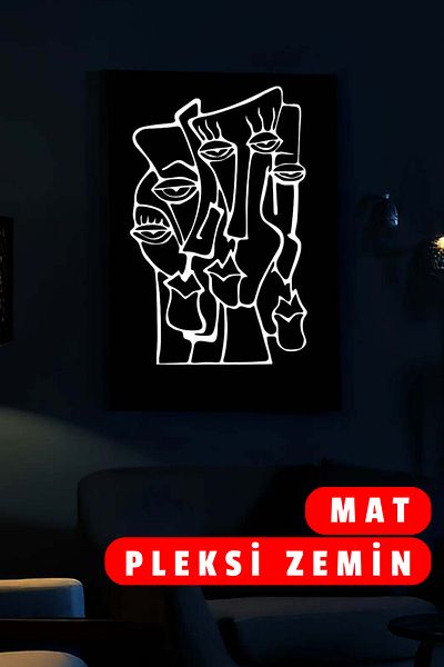 Angels Passion Αφηρημένα πρόσωπα σε αντανακλαστικό πλεξιγκλάς, κομψός πίνακας που αντανακλά στο σκοτάδι