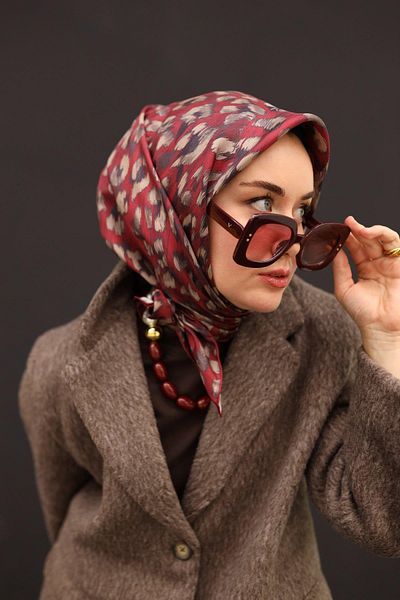 Silk Home Tivil Silk Scarf 11451-28 Red Leopard Pattern