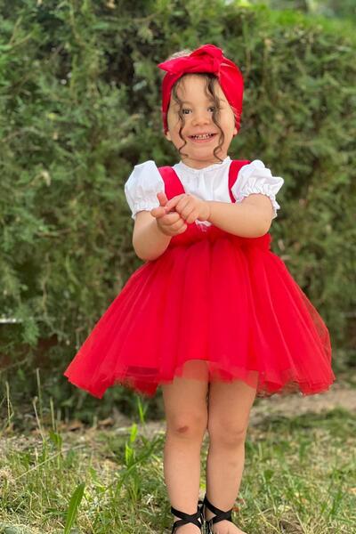 meqlife Short Sleeve Girl's Party Dress Birthday Outfit 3 Piece Combination Hair Band and Shirt Gift - Country
