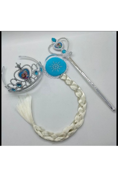 NO NAME Elsa Tacı Asa Örgü Lastik Toka Set 3 Adet