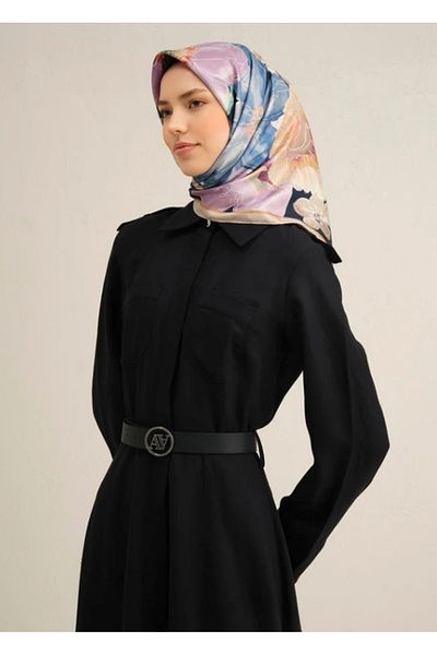 Armine Μεταξωτό κασκόλ Sura 9318-05 Μπλε ναυτικό με μικτό σχέδιο