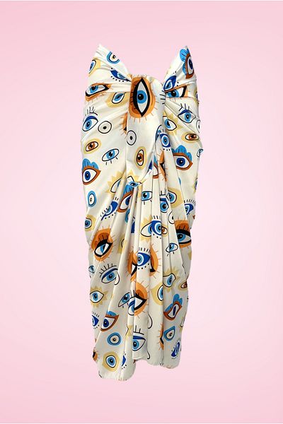 pistore Rochie de plajă pentru femei din satin lung cu model Blue Eye New Season