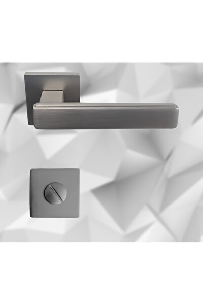 almital mobilya aksesuarları furniture accessories Lusso İnox Kare Rozetli Oda Kapı Kolu ve 45X18mm Saten Oda Gömme Kilit Set
