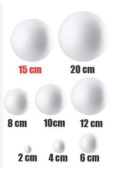 ÇİLEKHOMEAVM Strafor Köpük Top 15 cm 3 Adet Köpük Top Küre Toplar Yuvarlak St...