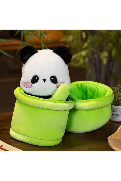 Malvys Malvys® Plush Toy, Panda with Bamboo, White/Black/Green, 35 cm