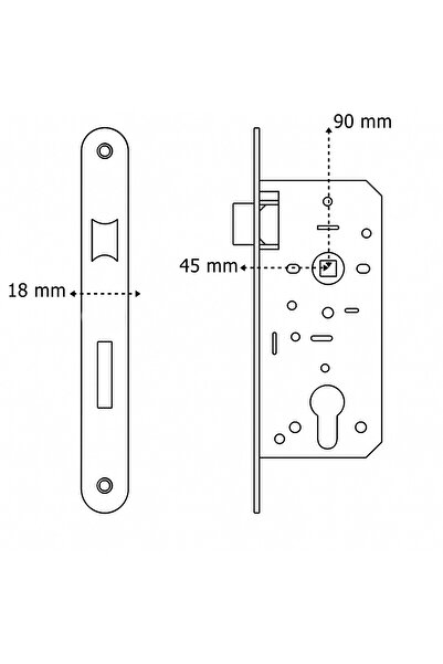 almital mobilya aksesuarları furniture accessories Lusso İnox Kare Rozetli Oda Kapı Kolu ve 45X18mm Saten Oda Gömme Kilit Set