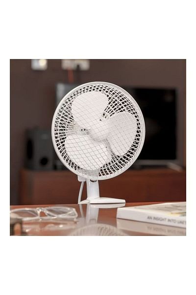 Geepas 2-in-1 Desk Fan with Oscillation, Plastic Clip Fan with 3 Blades and Safety Grill/ GF9626NV White
