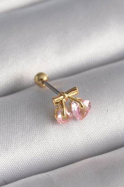 Skygo 316L Steel Gold Color Pink Zircon Stone Heart Tragus Piercing - Tj-Pr1234