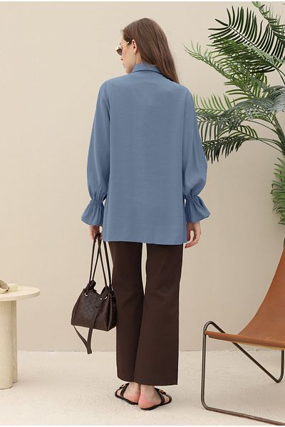 HEQA Modal Shirt with Sleeves Lavender Blue