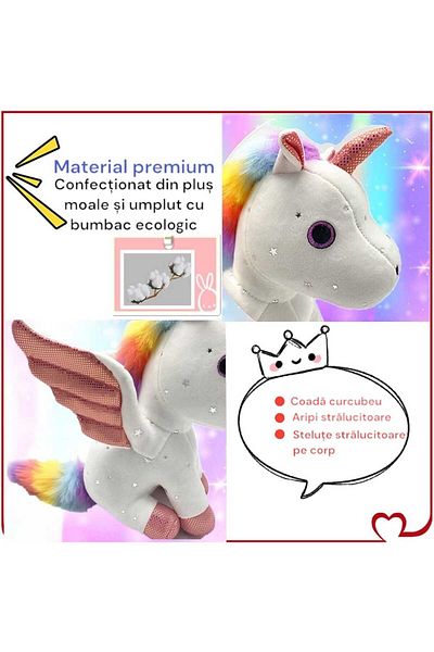 Malvys Malvys® Plush Toy, Unicorn with Angel Wings, White, 30 cm