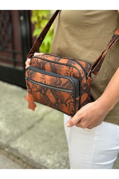 Deribag Piele autentică, mărime medie, curea încrucișată, geantă de umăr pentru femei, gresie 22*18*8 cm