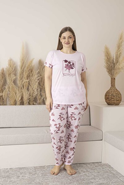 Lio20 Set pijamale cu mânecă scurtă din viscoză pentru femei-Battal-Pink