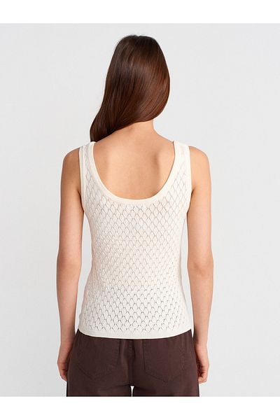 Dilvin Thick Straps Openwork Knitwear Blouse
