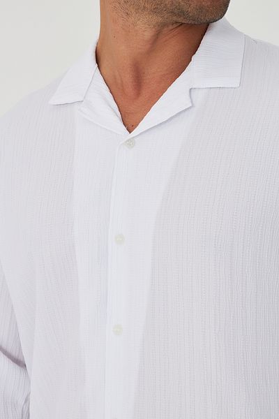 ZİNOX Men's Muslin Fabric Oversize Long Sleeve Lapel Collar Shirt