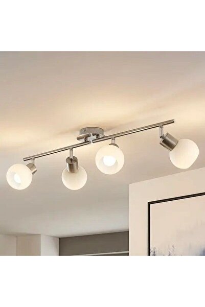 Rsylight Modern İnox Kaplama 180 Derece Hareketli Beyaz Opal Camlı Dekoratif Tavan Plofyoner Avize