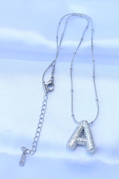 Skygo 316L Steel Chain Zircon Stone Letter a Silver Color Bubble Necklace - Tj-Bko8729