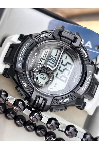 Jaga Brand 2 Years Warranty Suitable for Pool and Sea Use, Silicone Cord White Digital Sports Wristwatch