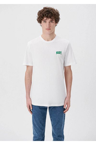 Mavi Tricou alb pentru bărbați cu logo imprimat M0611714-620